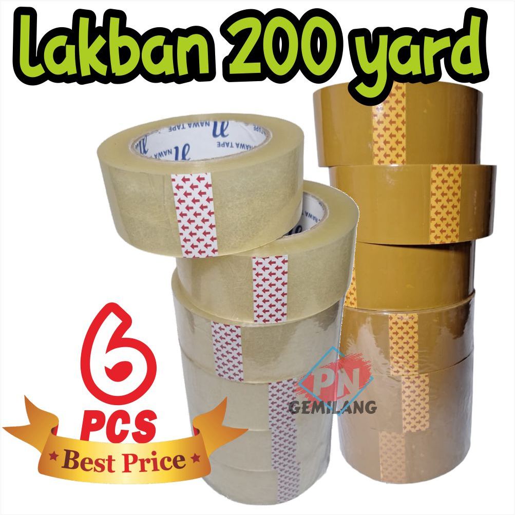 

TAPE LAKBAN Harga Murah Lakban BENING & COKLAT, KUAT BERKUALITAS 200YARD Harga 6 PCS