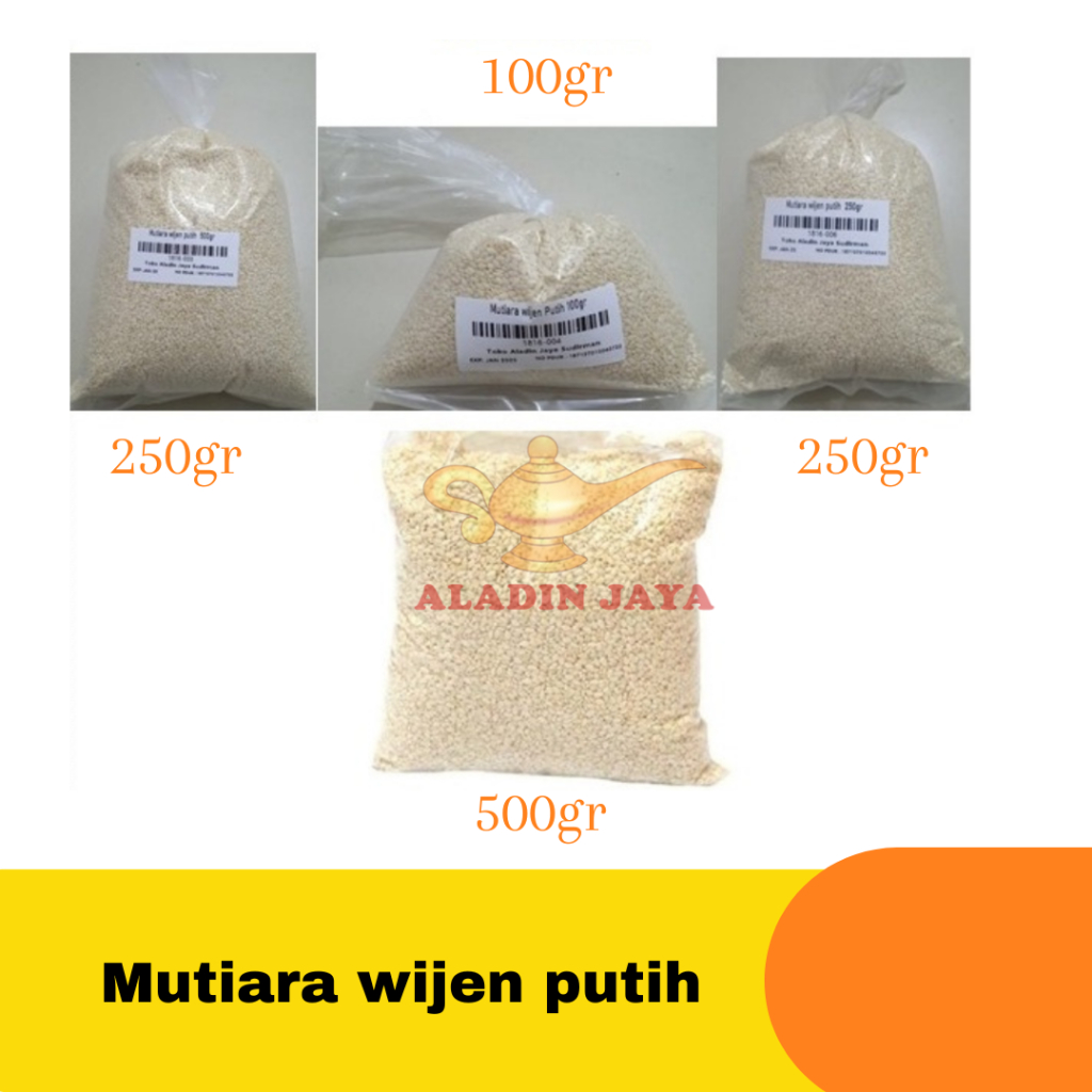 

Mutiara wijen putih ukuran 500gr,250gr,100gr