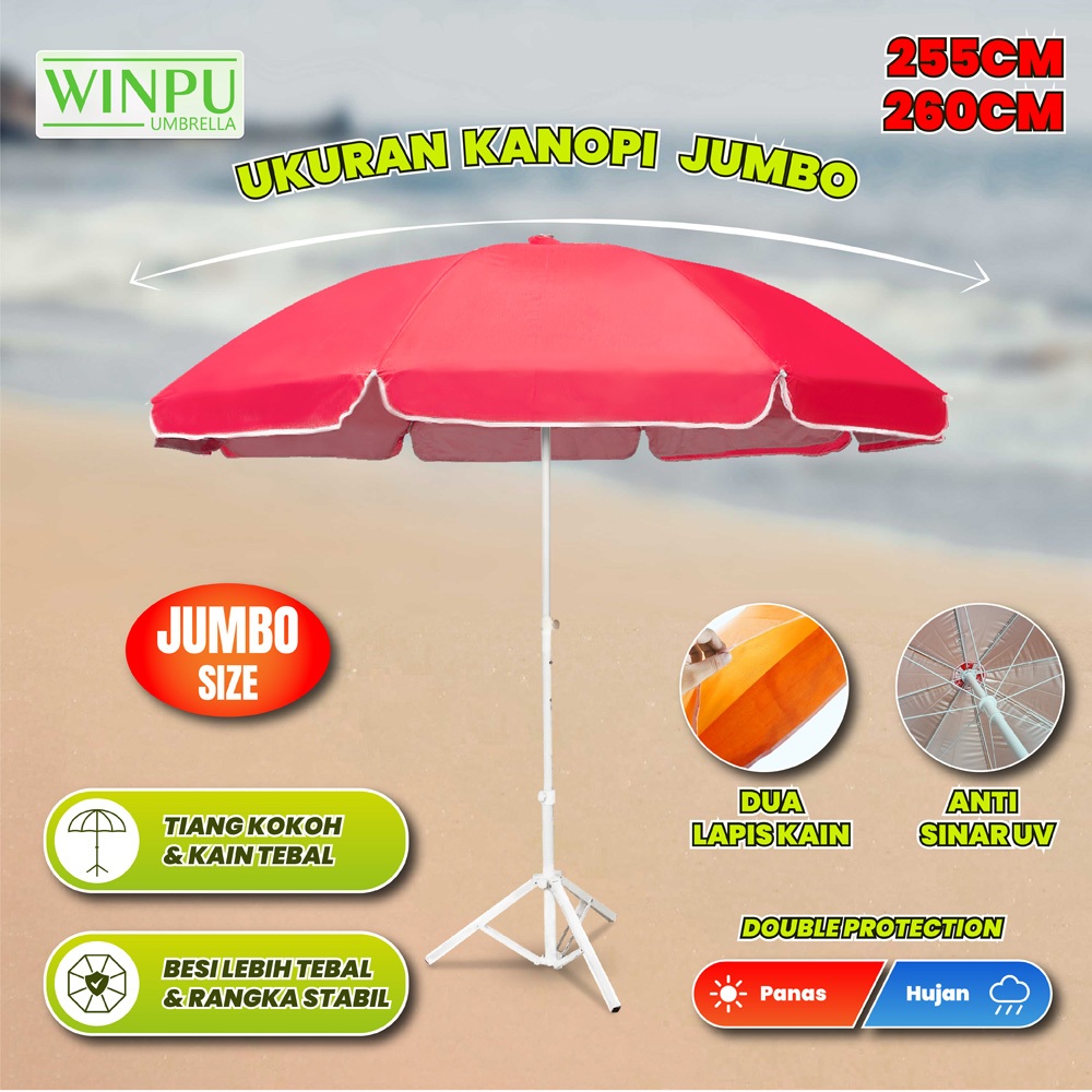 WINPU Payung Tenda Jualan Besar Ukuran Jumbo 255 Cm - 260 Cm (Polos)