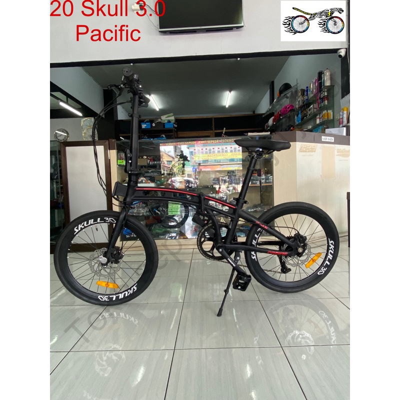 Sepeda Lipat 20 Inch Pacific Skull 3.0 Alloy Rem Hydraulic Hidrolik Folding Bike