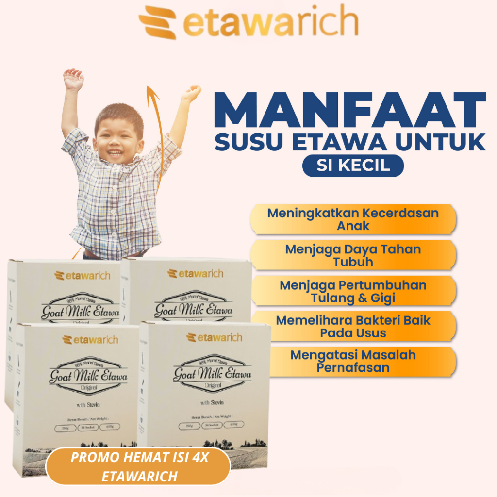 

Etawarich Susu Kambing Murni Isi 4Box Untuk Meningkatkan Kecerdasan Anak Aman Dikonsumsi