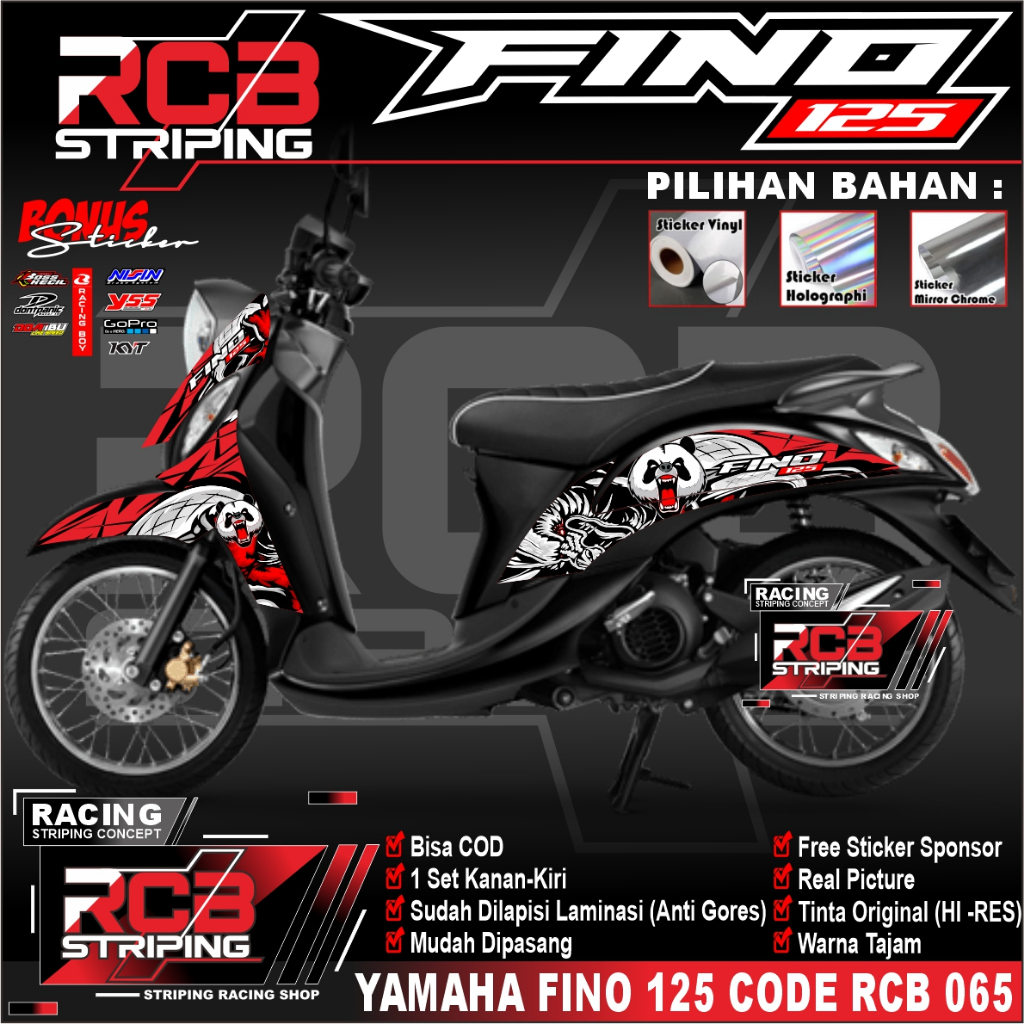 (BISA COD) STRIPING STIKER LIS VARIASI MOTOR YAMAHA FINO 125 STICKER FINO STRIP FINO 125RCB 065