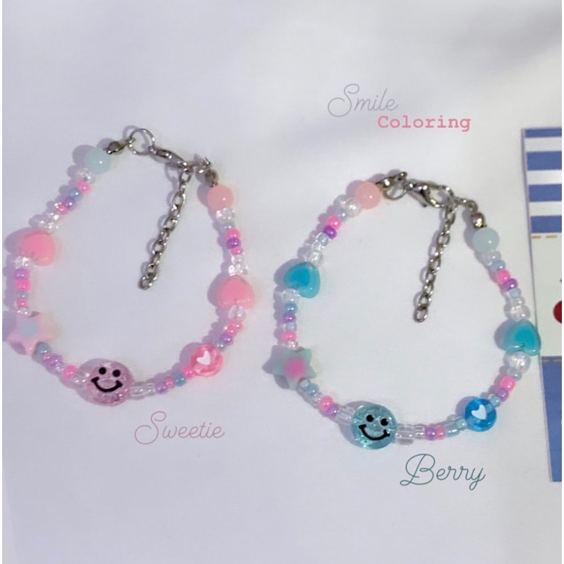 SMILE CALORING BRACELET| GELANG MANIK MANIK| GELANG MANIK PASTEL| GELANG SMILE