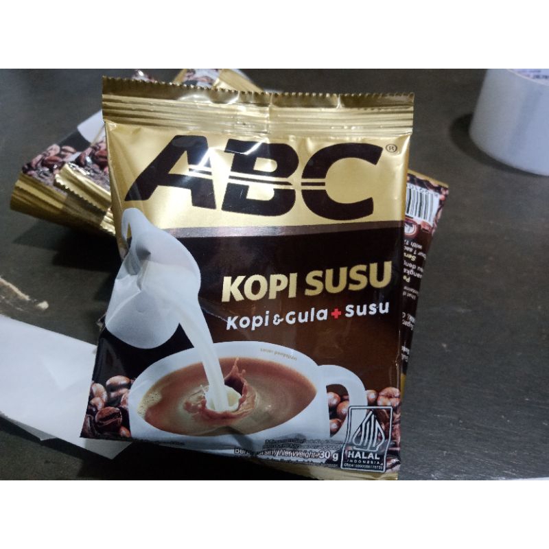 

kopi ABC susu kopi+ susu rencengan isi 10 pcs