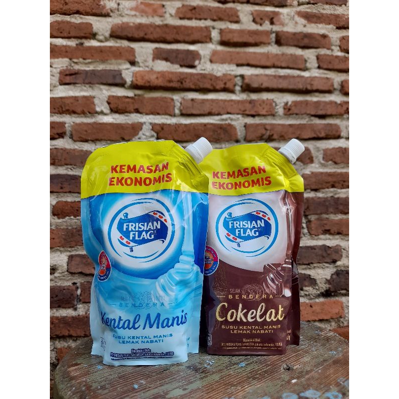 

susu Frisian flag kental manis kemasan pouch 545gr varian coklat dan kental manis