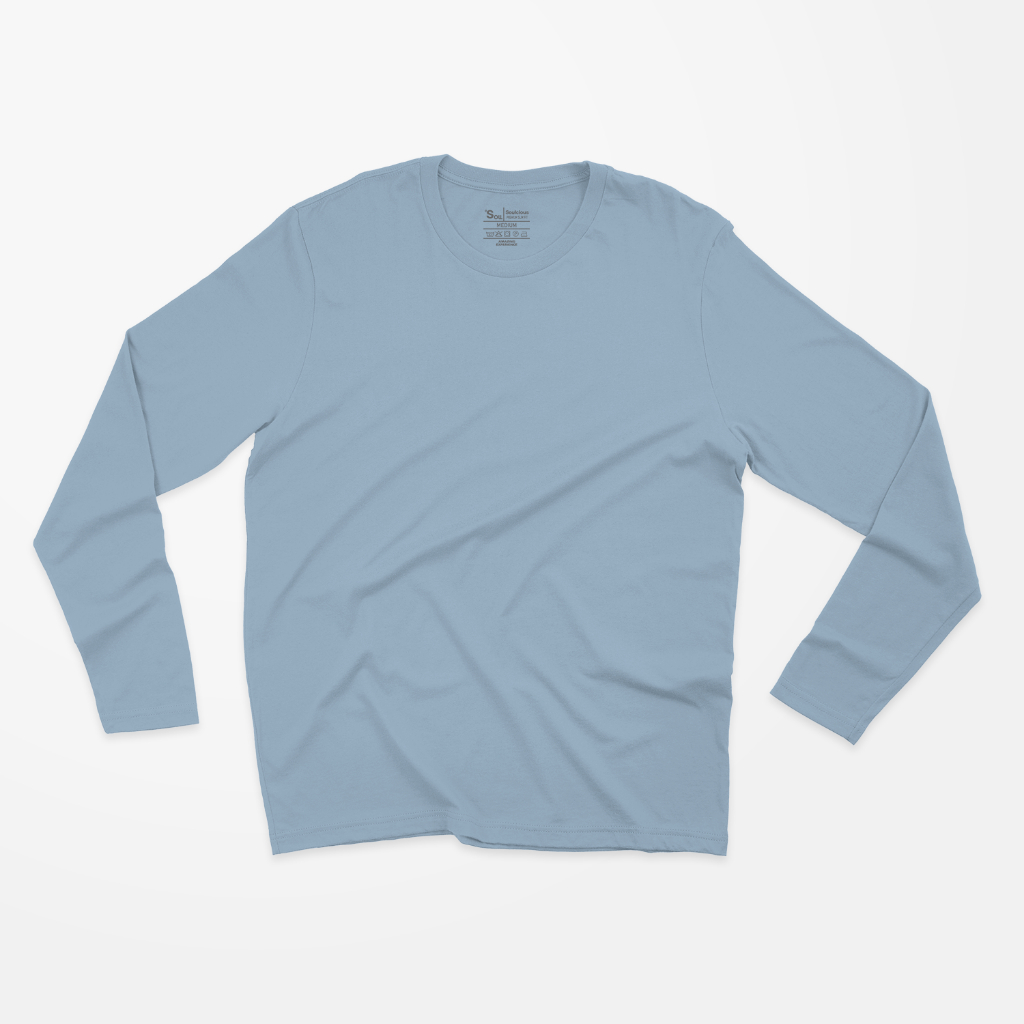 Blank T-shirt Long Sleeve Sky Blue (Kaos Polos Biru Langit)