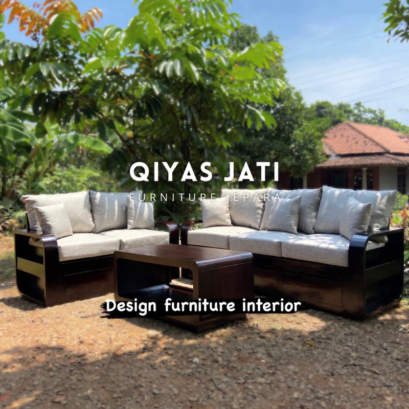 Sofa minimalis 2 dan 3 seater  kursi tamu model laci bahan kayu jati