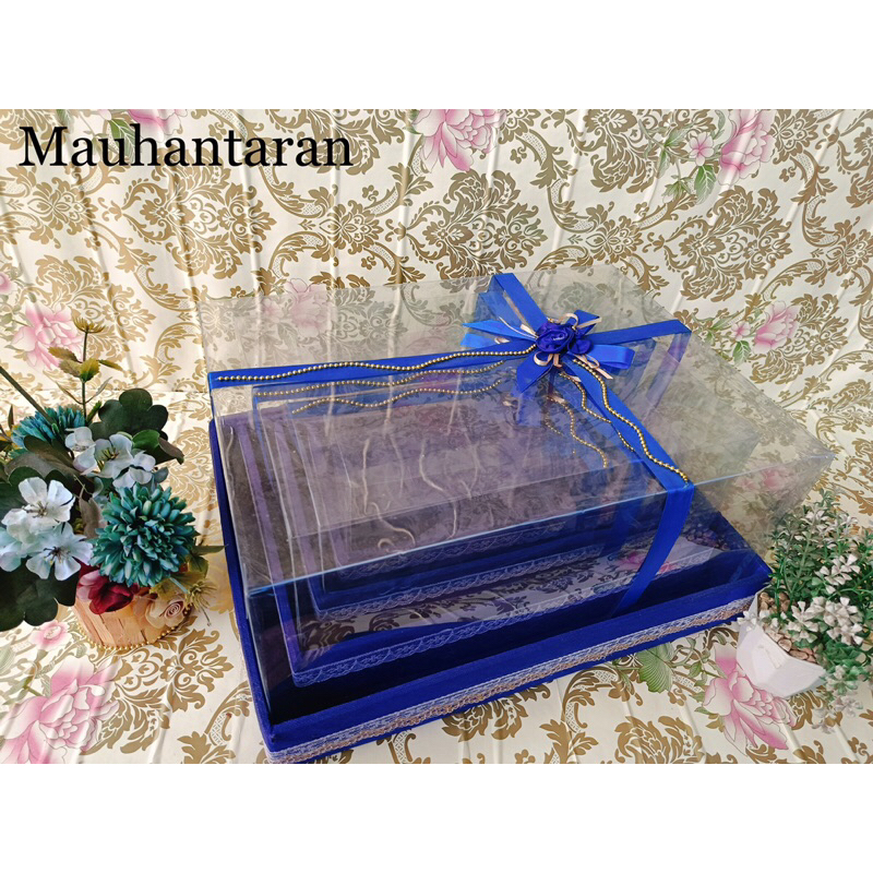 Box Kotak Seserahan pernikahan 1 set Isi 4 Hantaran Pernikahan Mika Plus Bunga Hias