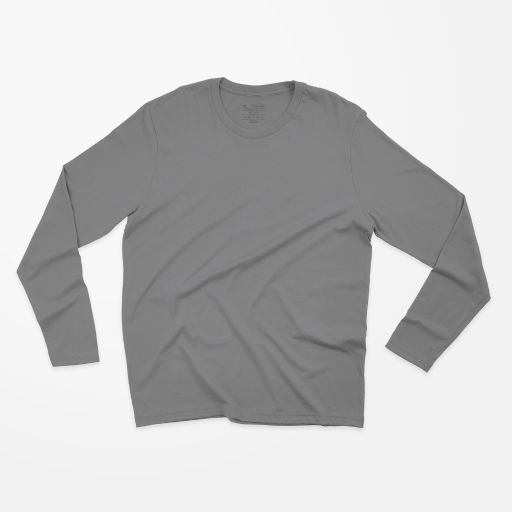 Blank T-shirt Long Sleeve Medium Grey (Kaos Polos Abu Sedang)