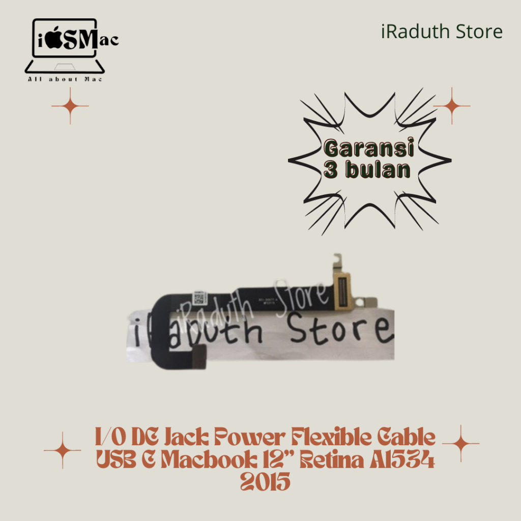 I/O DC Jack Power Flexible Cable USB C Macbook 12” Retina A1534 2015