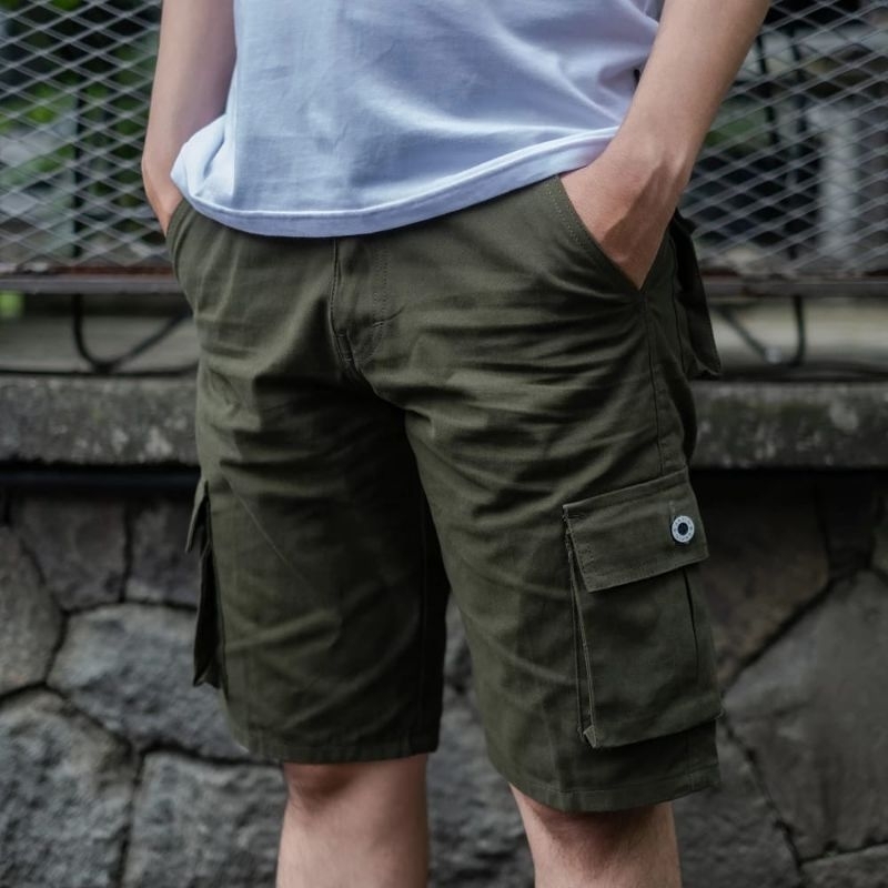 Celana Cargo Pendek Pria Dovin Original Army