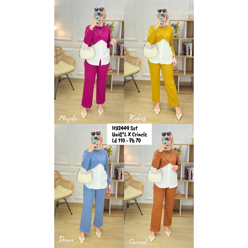 Set kyra kaos knit Uniqlo mix crinkle premium import