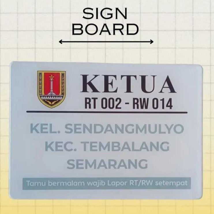 

Papan Nama Ketu RT/ RW uk 30x20cm Akrilik Custom