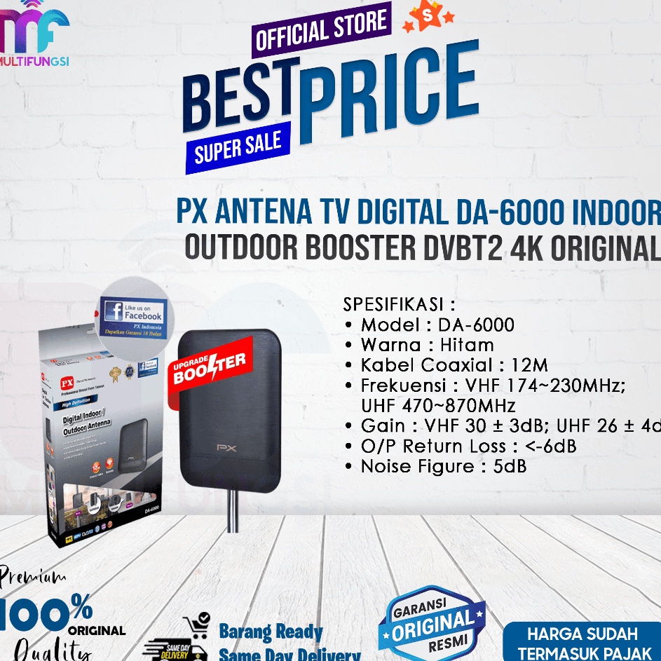 AcG PX Antena TV Digital DA6 IndoorOutdoor Booster DVBT2 4K