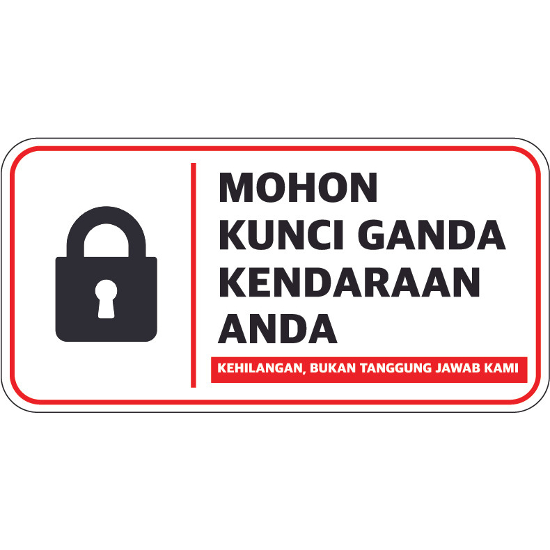 

STIKER VINYL BERTULISKAN KUNCI GANDA KENDARAAN ANDA