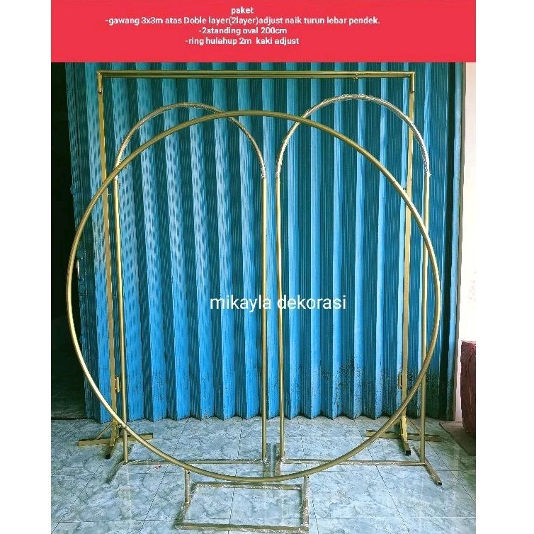 PAKET Gawang DOUBLE layer(2layer) + 2 standing oval + Ring bulat DEKORASI SERBAGUNA