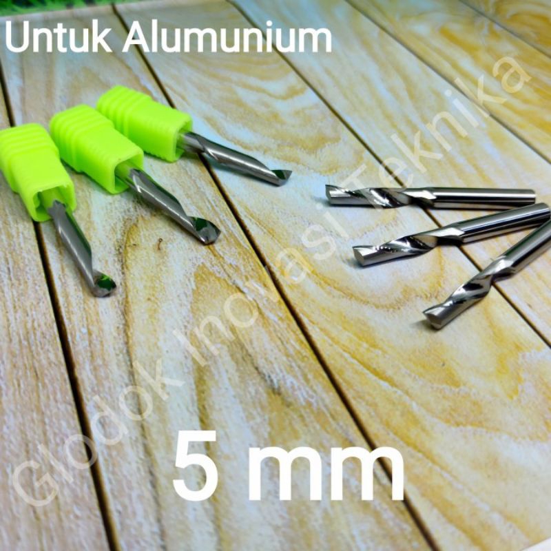 Mata bit pisau cutter bor engraving cutting CNC router milling 5mm 5 mm single flute alumunium alumi