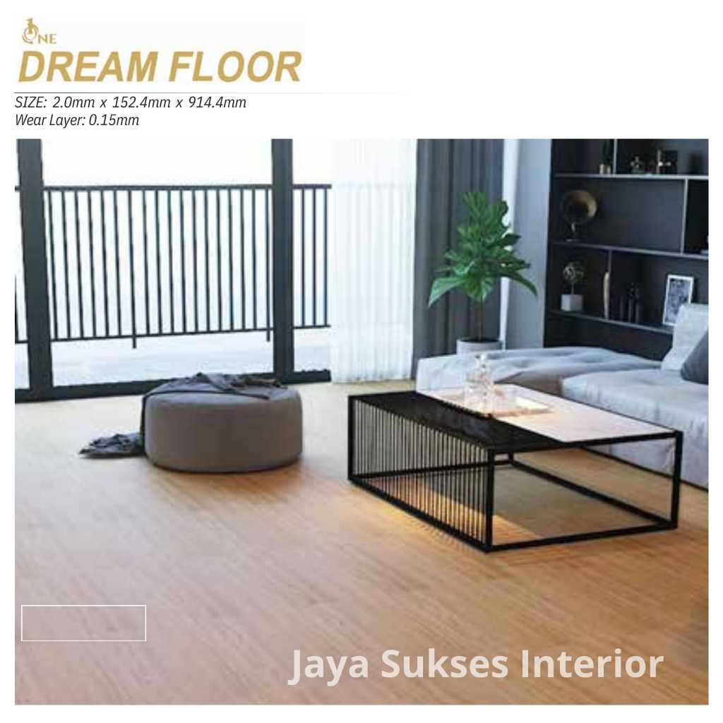 Lantai Vinyl Dream Floor tebal 2mm motif kayu / 1 box isi 3,34 m