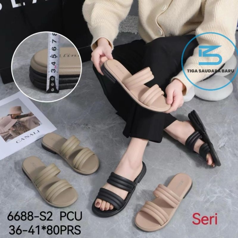 sandal ALINA 6688 BAN DUA SLR sol hitam sandal jelly wanita