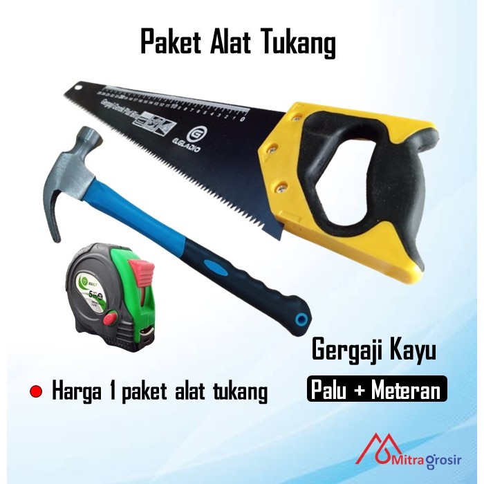 Meteran Karet 5 Meter / Meteran Murah / Meteran Tukang Palu Kambing Gagang Fiber 8 Oz Gergaji Kayu G