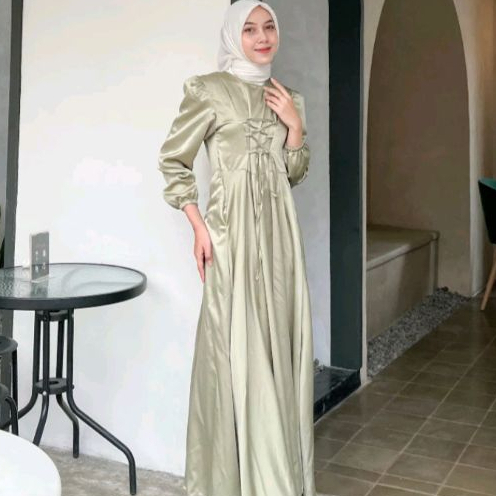 Nameera Dress /Dress kondangan satin velvet premium / Dress satin Simpel Dress serut dress satin kon