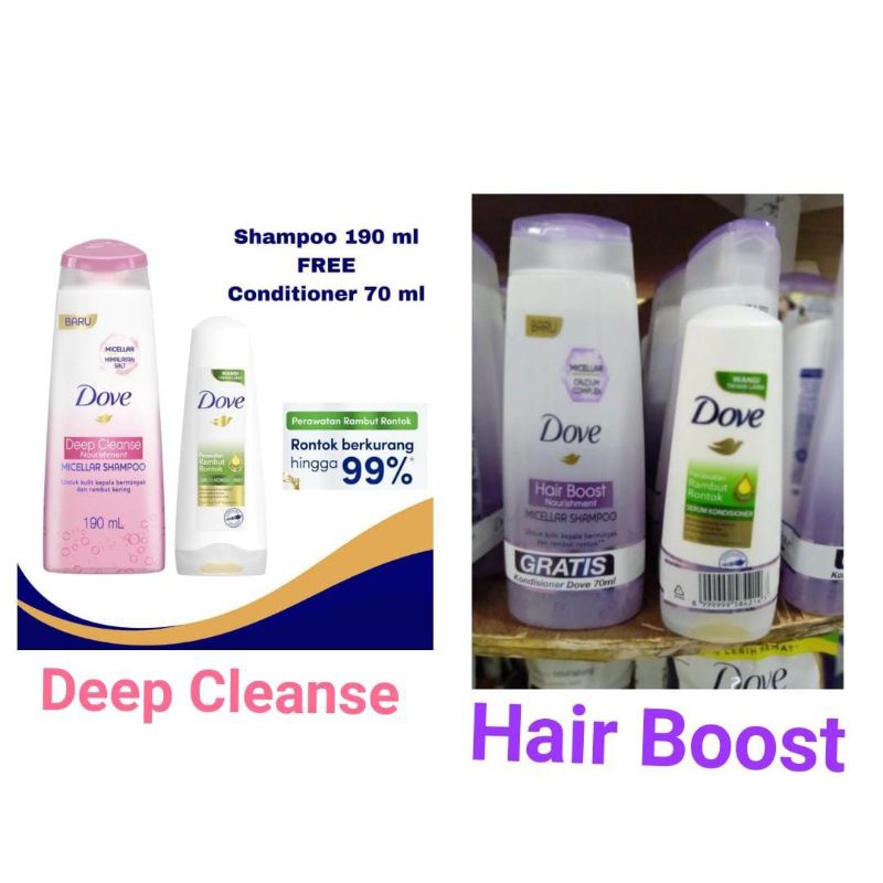 Dove Micellar Shampo 190ml Free Dove Kondisioner 70ml