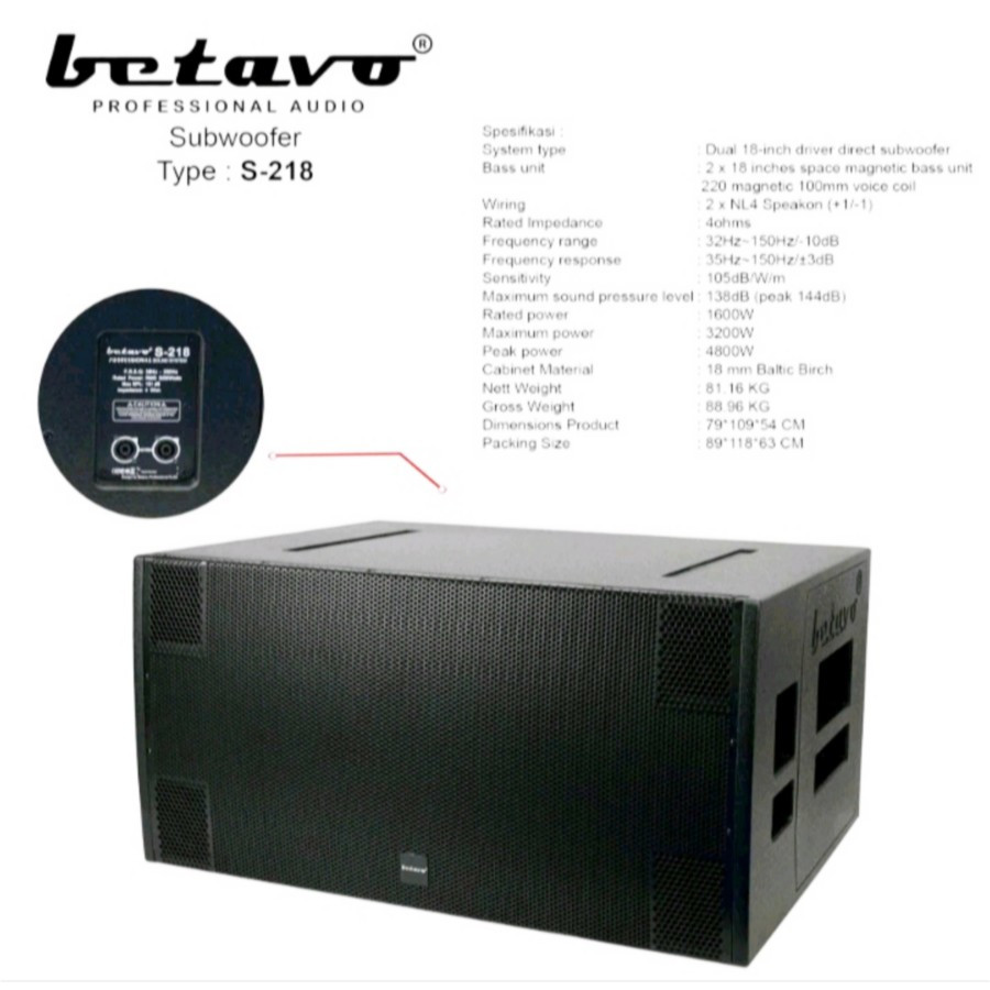 SUBWOOFER PASIF BETAVO 18 INCH S218 ORIGNAL GARANSI 1 TAHUN