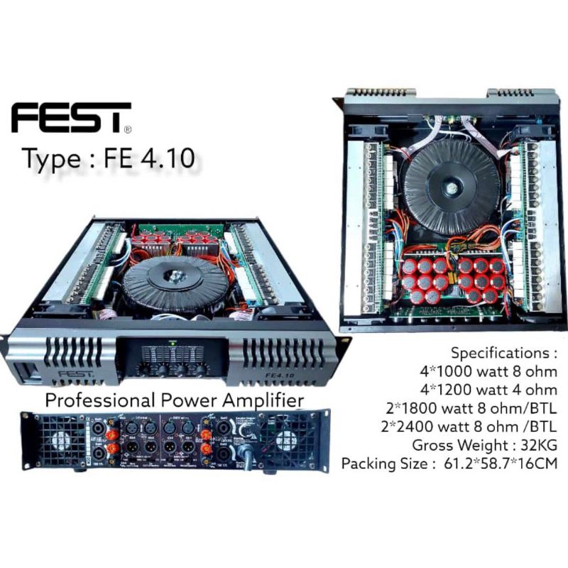 Power FEST FE 4.10 Original Amplifier FEST 4 Channel FE4.10