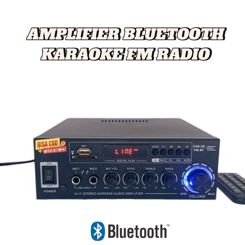 Amplifier Bluetooth Karaoke Stereo 2 Channel AC DC Fm Radio