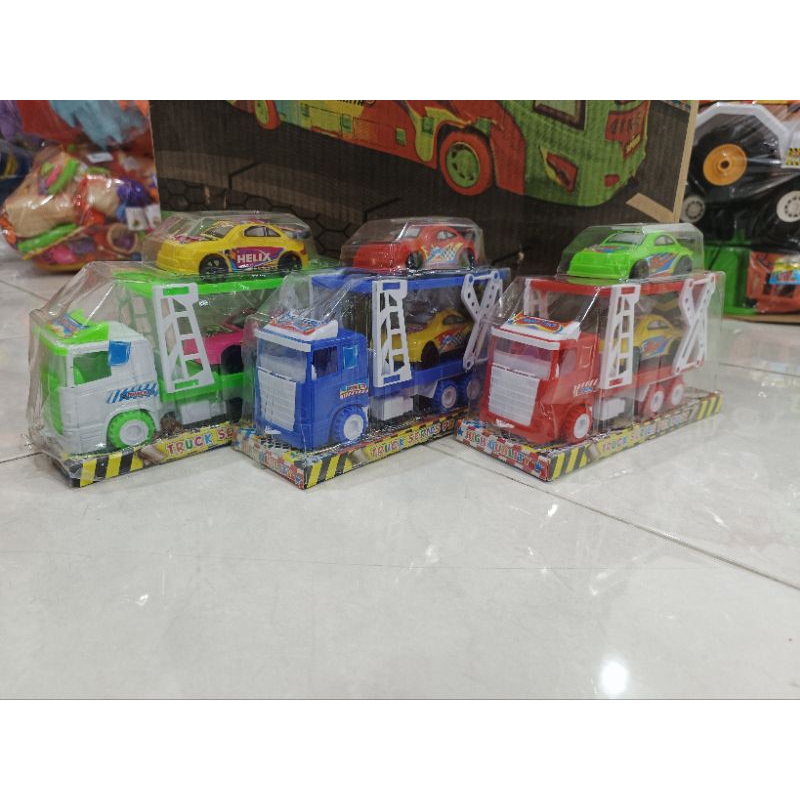 Mainan Mobil Truk Volvo trailer mika pengangkut mobil mini Murah berkualitas ST 2081/2082