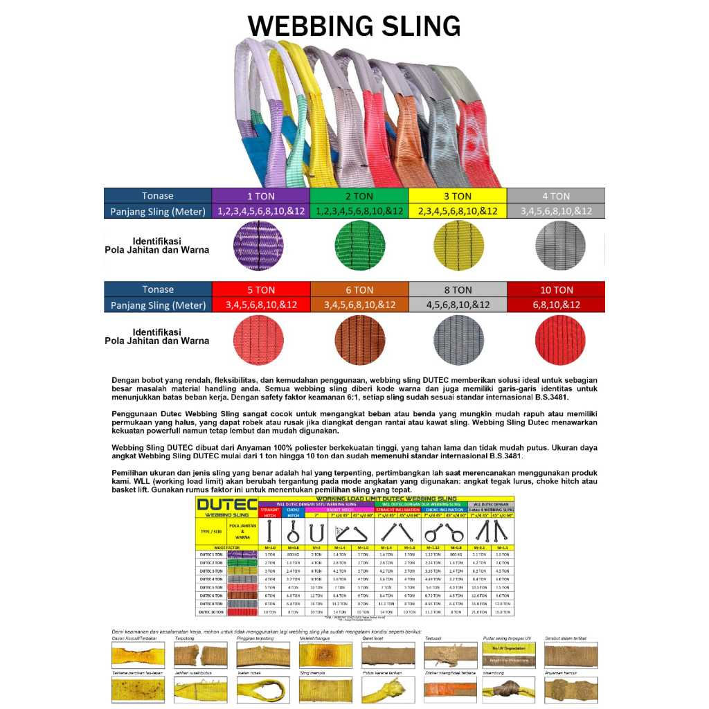 Webbing Sling Belt/Tali Angkat Barang 6Ton X 8M, 10M, 12M