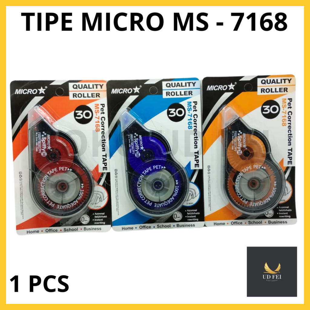 

(1 PCS=1 BIJI) Tipe X Micro Star 7168/ Tipe X kertas/ Correction Tape 7168 Microstar/ Tipe X kertas Jumbo 30 M