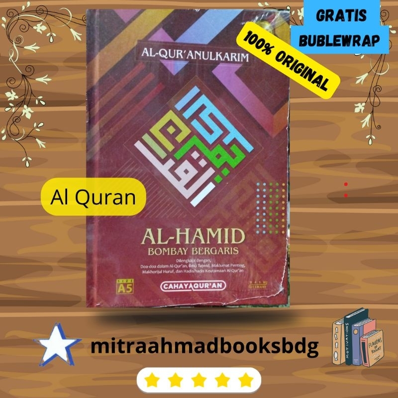 Al Quran A5 Al Hamid Bombay bergaris tanpa terjemah Hc