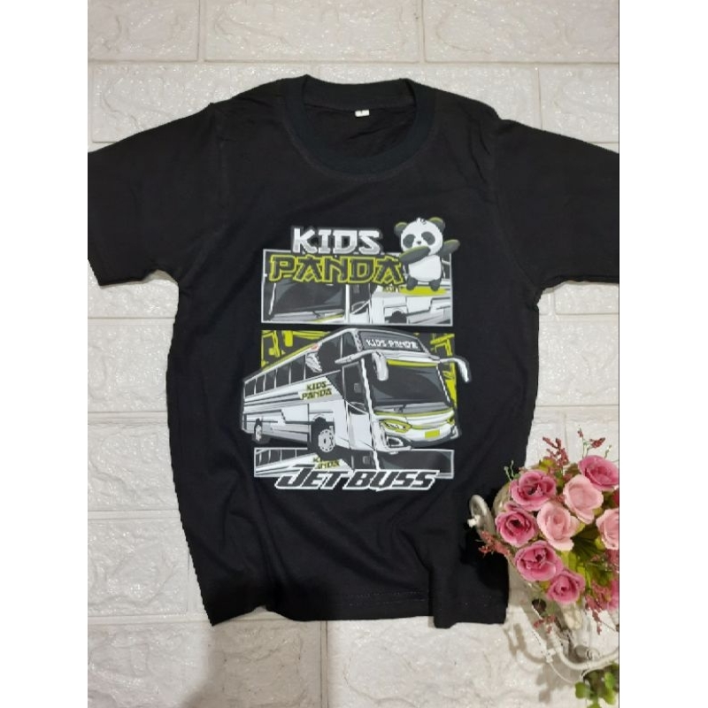 kaos anak kids panda jet bus mania truk oleng bahan katun combed