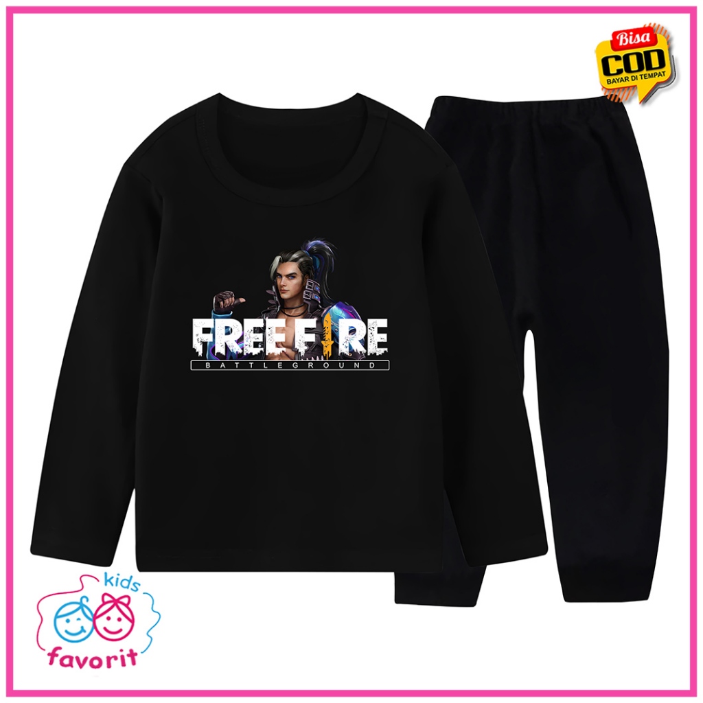 Piyama Baju Tidur Anak Laki Laki Motif FF Setelan Lengan Panjang Anak Laki Laki 1 Tahun - 10 Tahun B