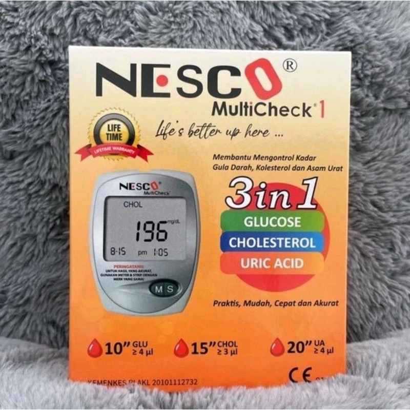 Nesco MultiCheck 3 in 1 - Alat cek gula darah 3 in 1- GCU Nesco 3in1 - Nesco 3in1 / Alat Cek darah 3 Fungsi Nesco