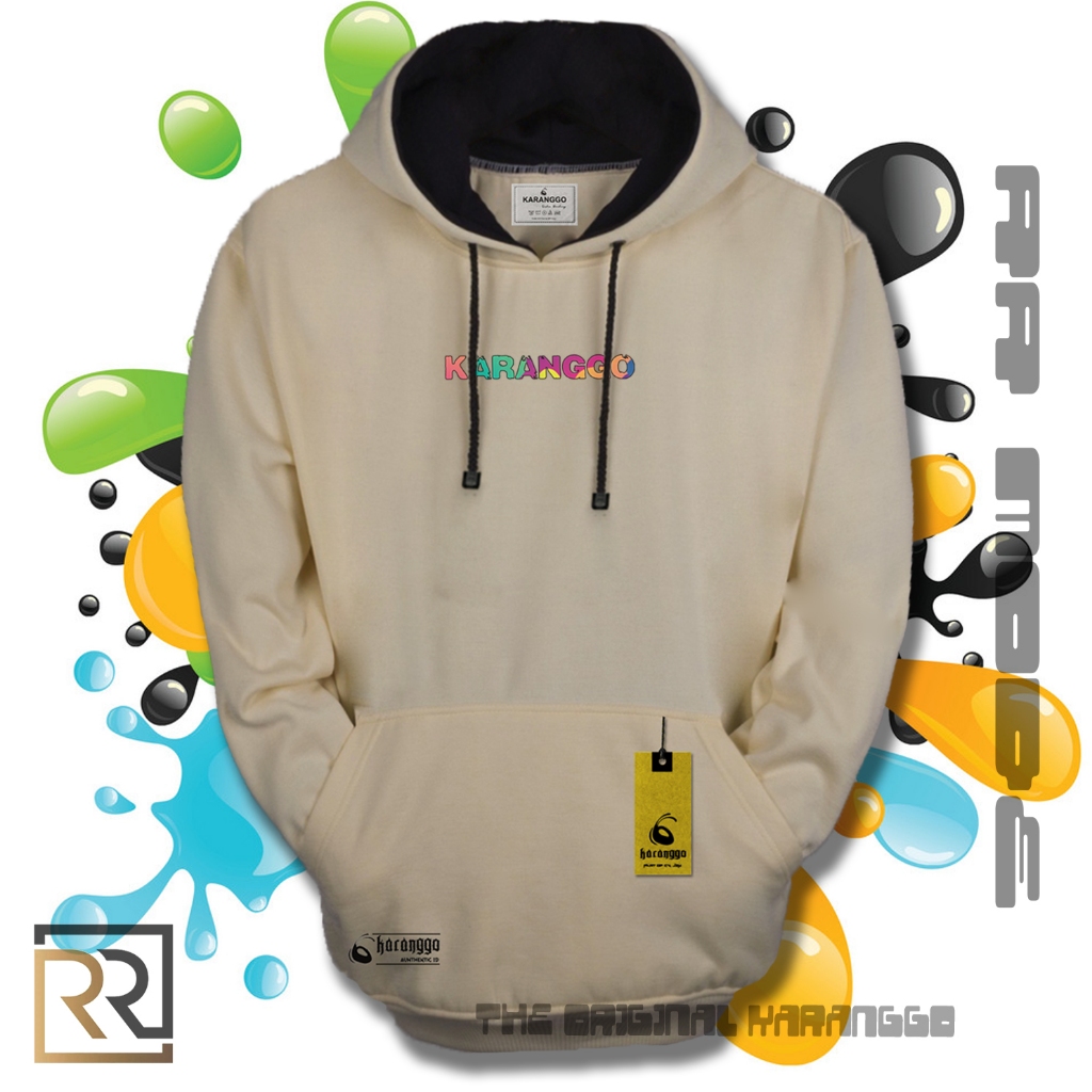 Switer Hoodie Pria Wanita Distro Original Bandung Warna Cream Bahan Katun Flecee Tebal