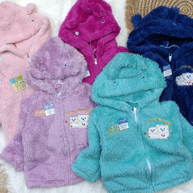 Restock Jaket bulu bayi telinga 324 bulan  jaket bulu murah  jaket bulu lembut  jaket bulu tebal  ou