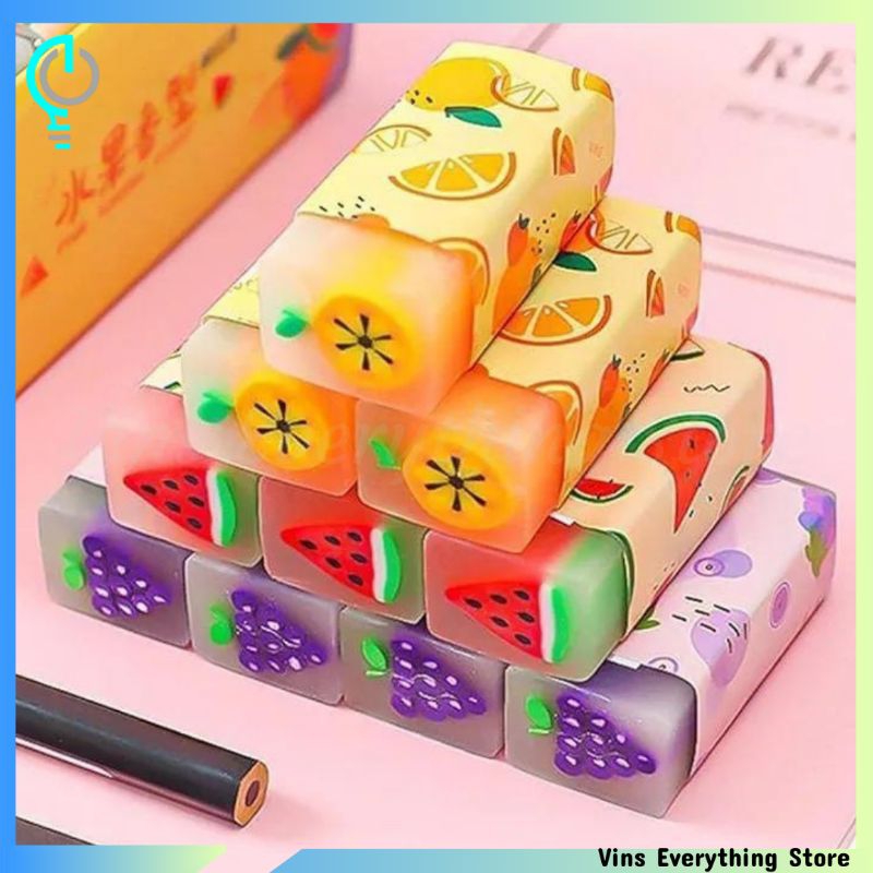 

[VES] Penghapus Karet Transparan Motif Buah dan Dino / Hapusan Pensil Bergambar Unik Lucu