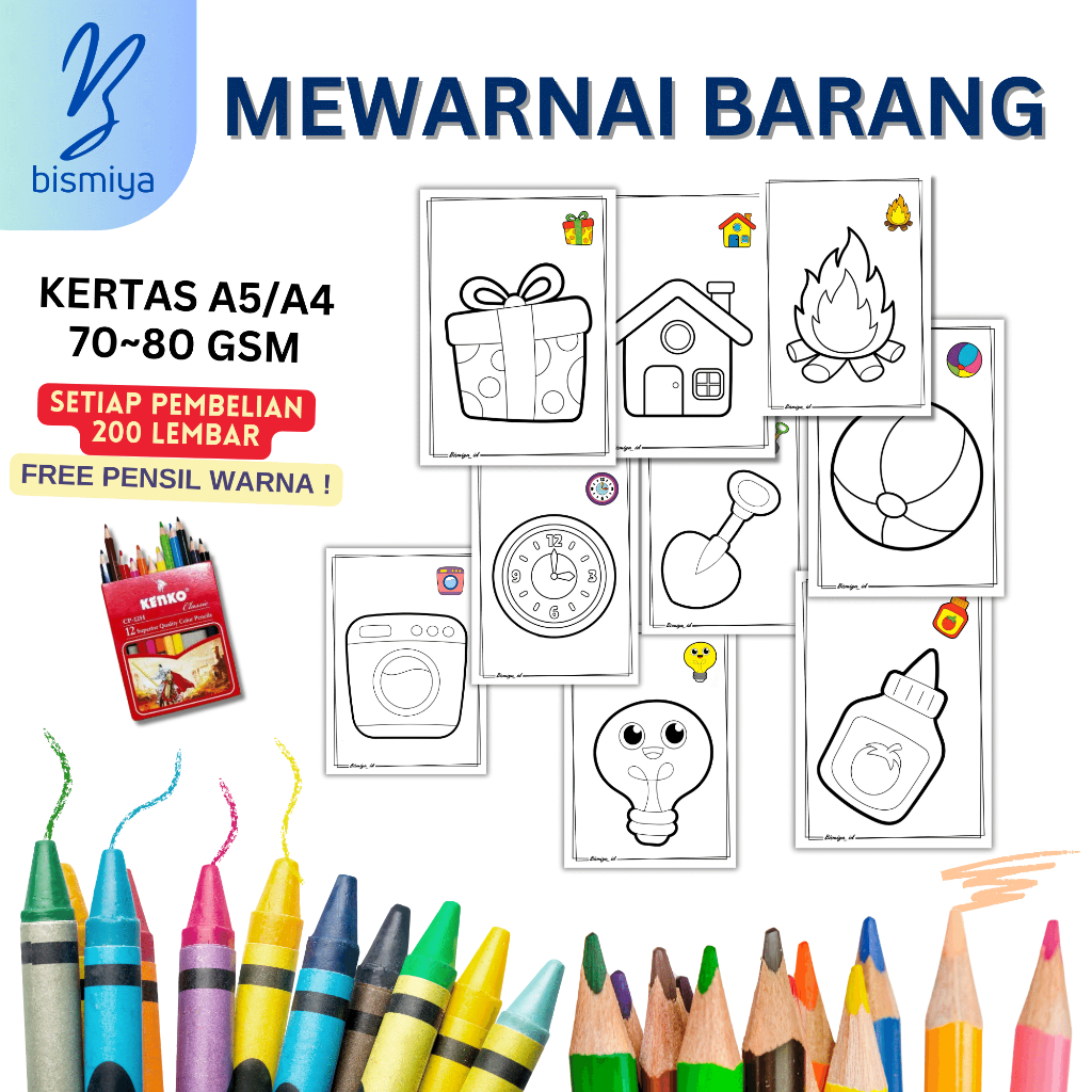 

[G7] KERTAS MEWARNAI HVS KERTAS GAMBAR ANAK PAUD TK SD MEWARNAI BARANG-BARANG