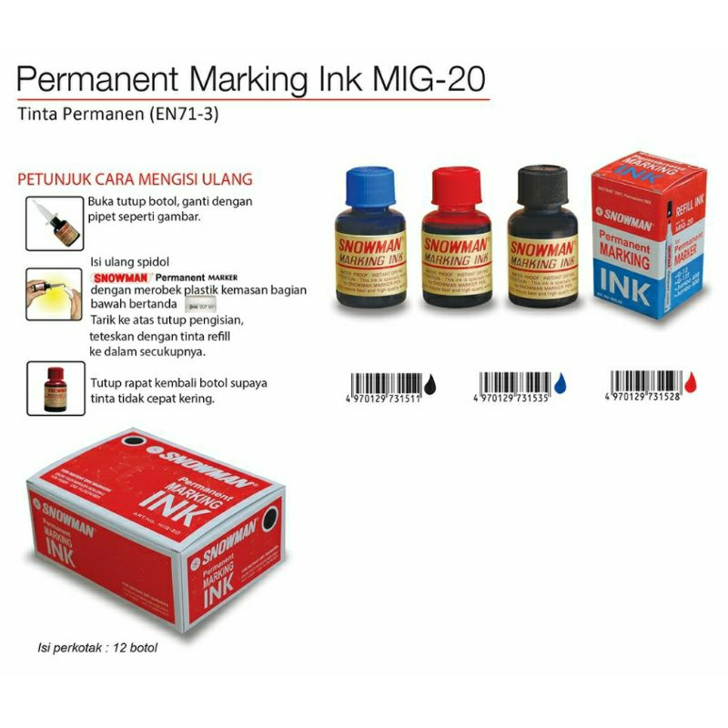 

Tinta Refill / Isi Ulang Spidol Permanent Snowman