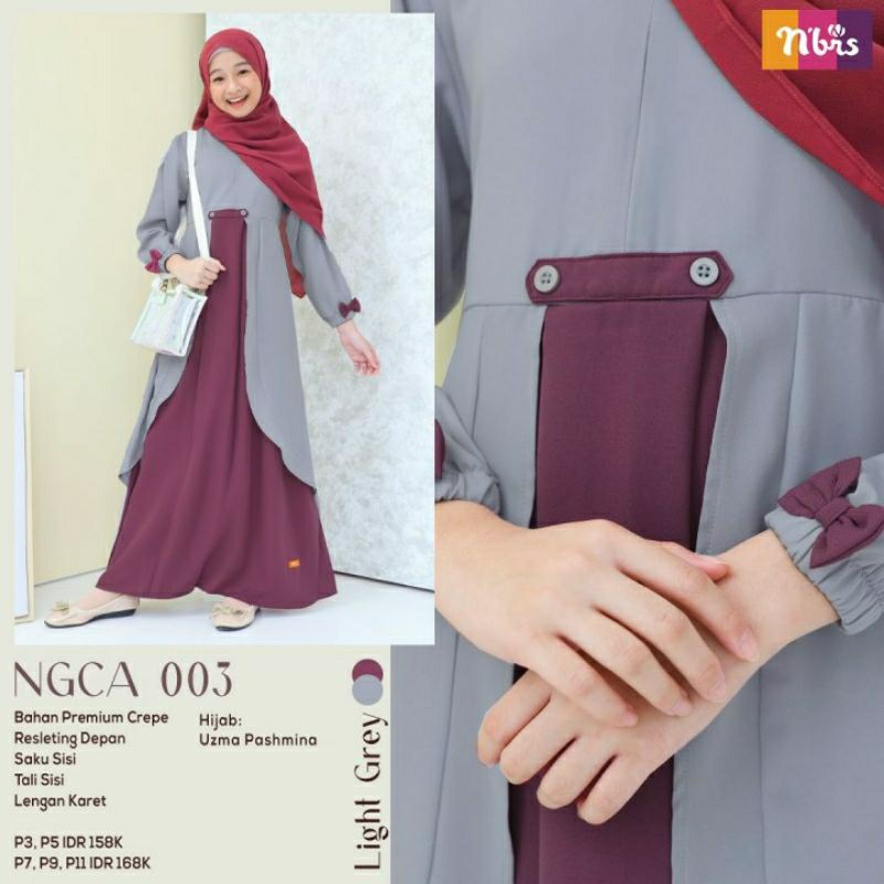 Gamis Anak Nibras NGCA 003 Light Grey