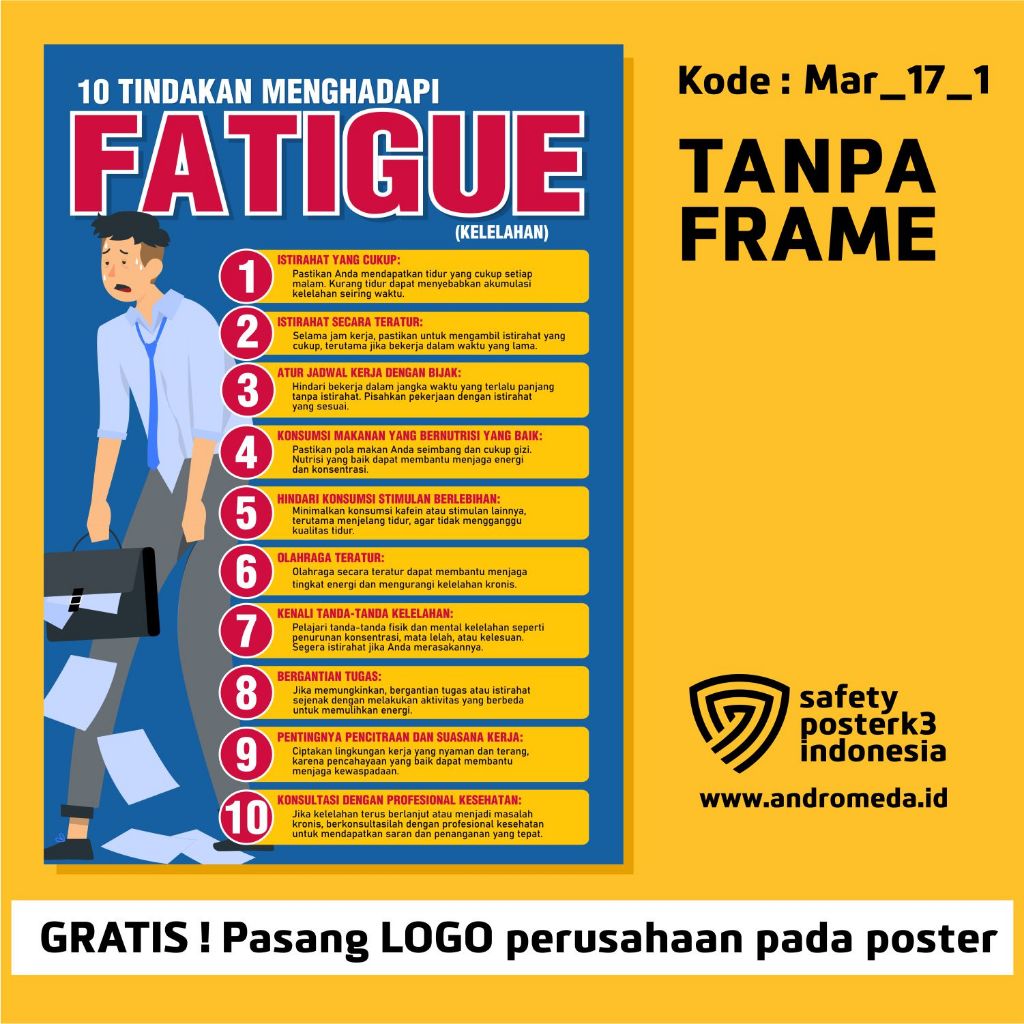 Safety Poster K3: Tindakan Menghadapi Fatigue (Kelelahan)_A3