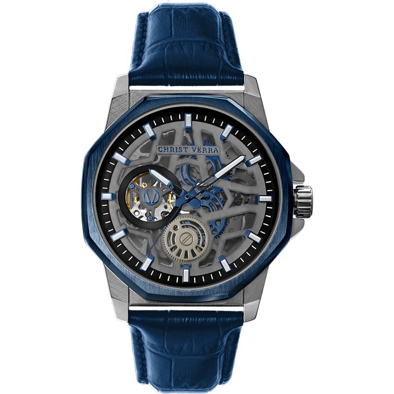 Jam Tangan Pria Christ Verra Automatic Kulit Biru 53603G-2C GUN