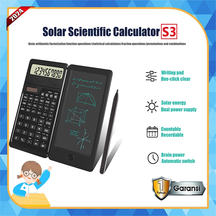 

2024 Solar Foldable Scientific Calculator 10-Digit with Erasable LCD Writing Pad