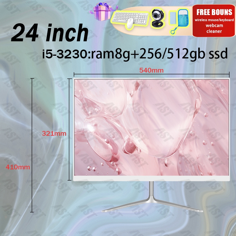 【FREE Install】PC komputer gaming all in one  full set baru core i7 22/24 inch ram8+512gb SSD editing install windows/office-i5-3230：ram8+256gb