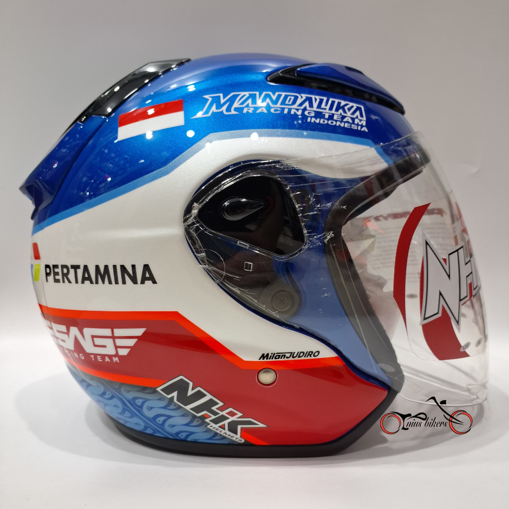 Helm Nhk R-6 Corak Gp Edition Pertamina Biru