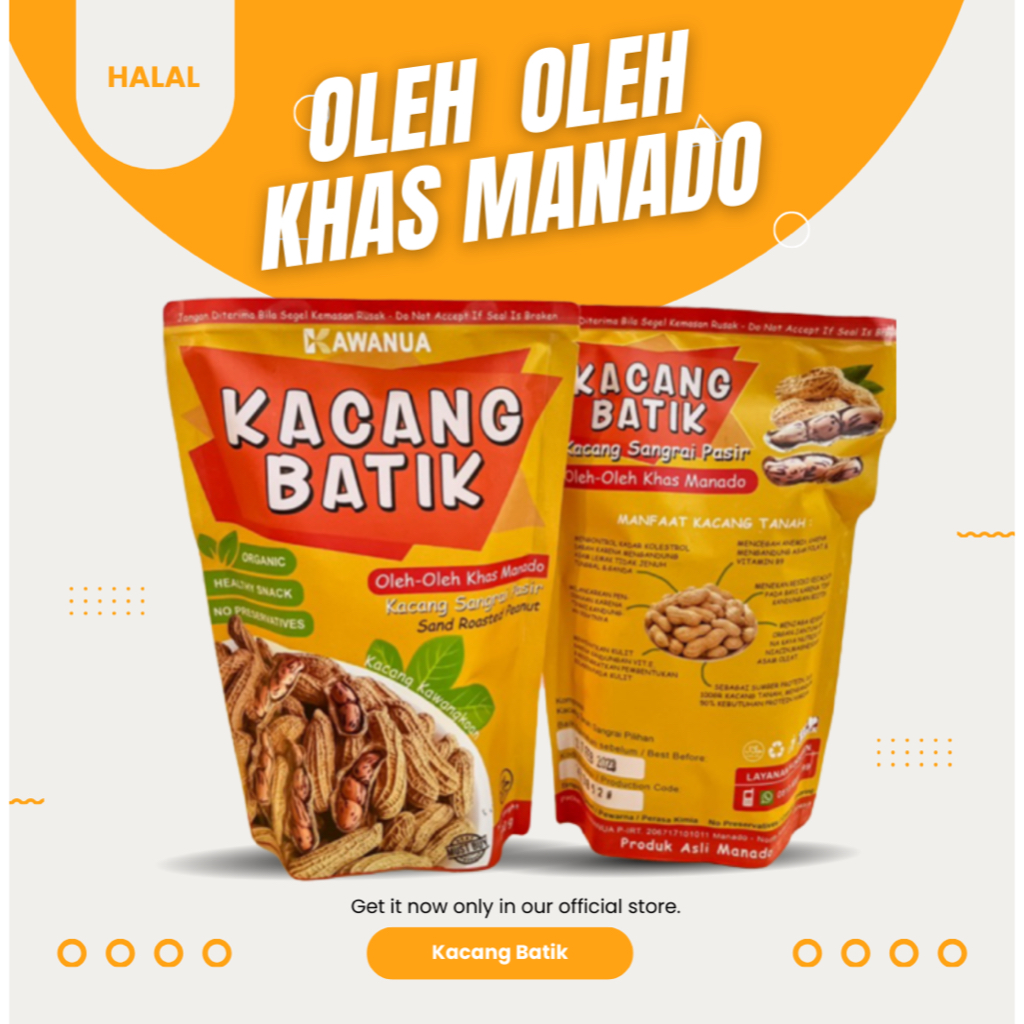 

OLEH - OLEH MANADO - KACANG BATIK KAWANGKOAN - KACANG HITAM - SNACK KACANG - MAKANAN RINGAN