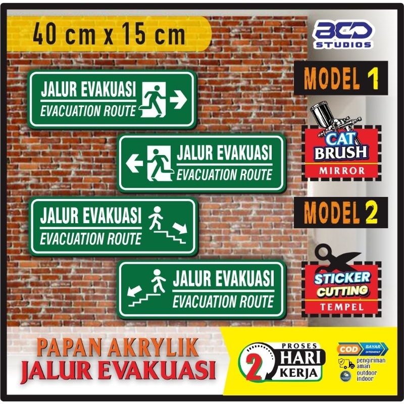 

PAPAN INFORMASI SAFETY WASPADA BENCANA JALUR EVAKUASI BI LINGUAL AKRILIK STIKER