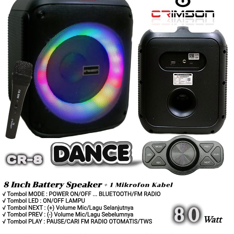 Speaker Portable Crimson CR8 Dance Mic Kabel